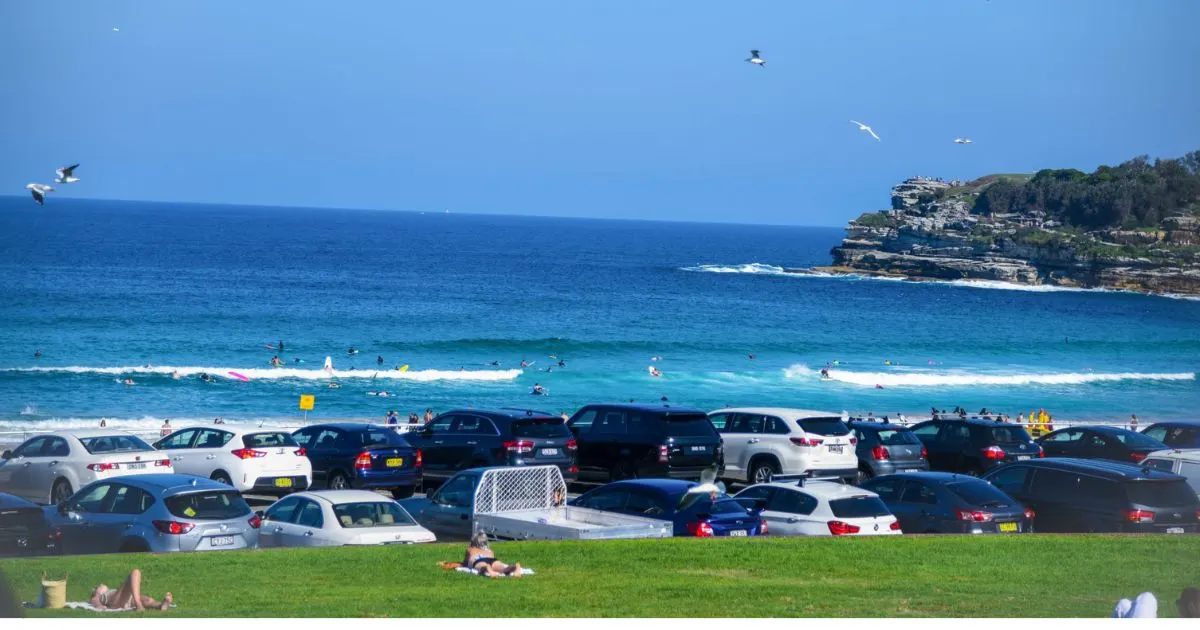 A designated parking space across the Manly beach