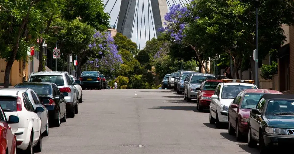 Various cars parked on the roadside in Pyrmont